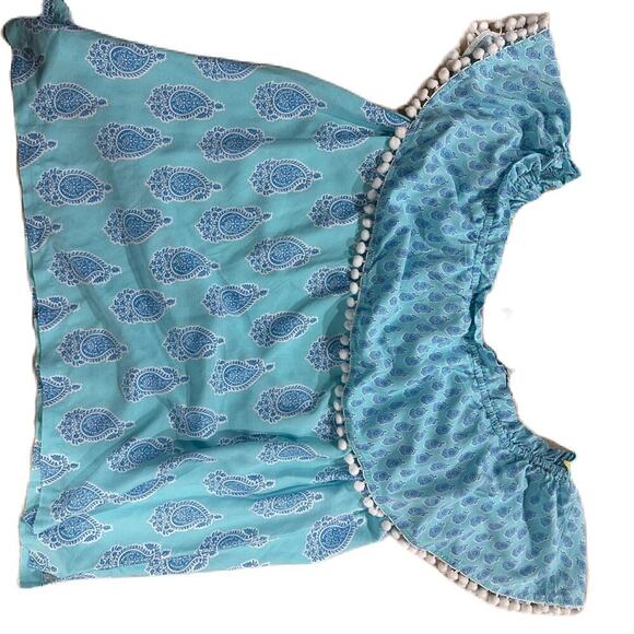 NWT Crown & Ivy Aqua Blue off Shoulder Pom Pom Flowy Top Size XL - Picture 2 of 2